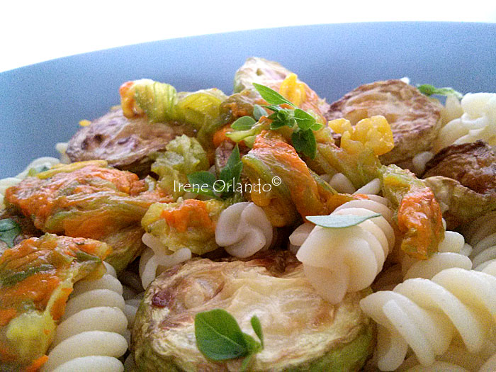 Fusilli di grano Senatore Cappelli con Zucchine e Fiori di Zucchine