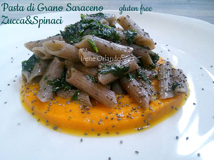 Ricetta della Pasta Grano Saraceno con Spinaci e Vellutata di Zucca